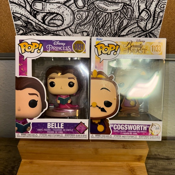 Funko Pop Disney Beauty and the Beast Ultimate Princess Belle & Cogsworth Set - Picture 3 of 6